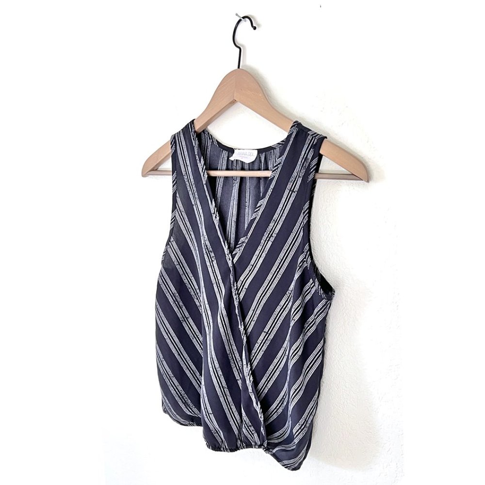B&W Drape Front Detail Tank Blouse by Sienna Sky, Size S